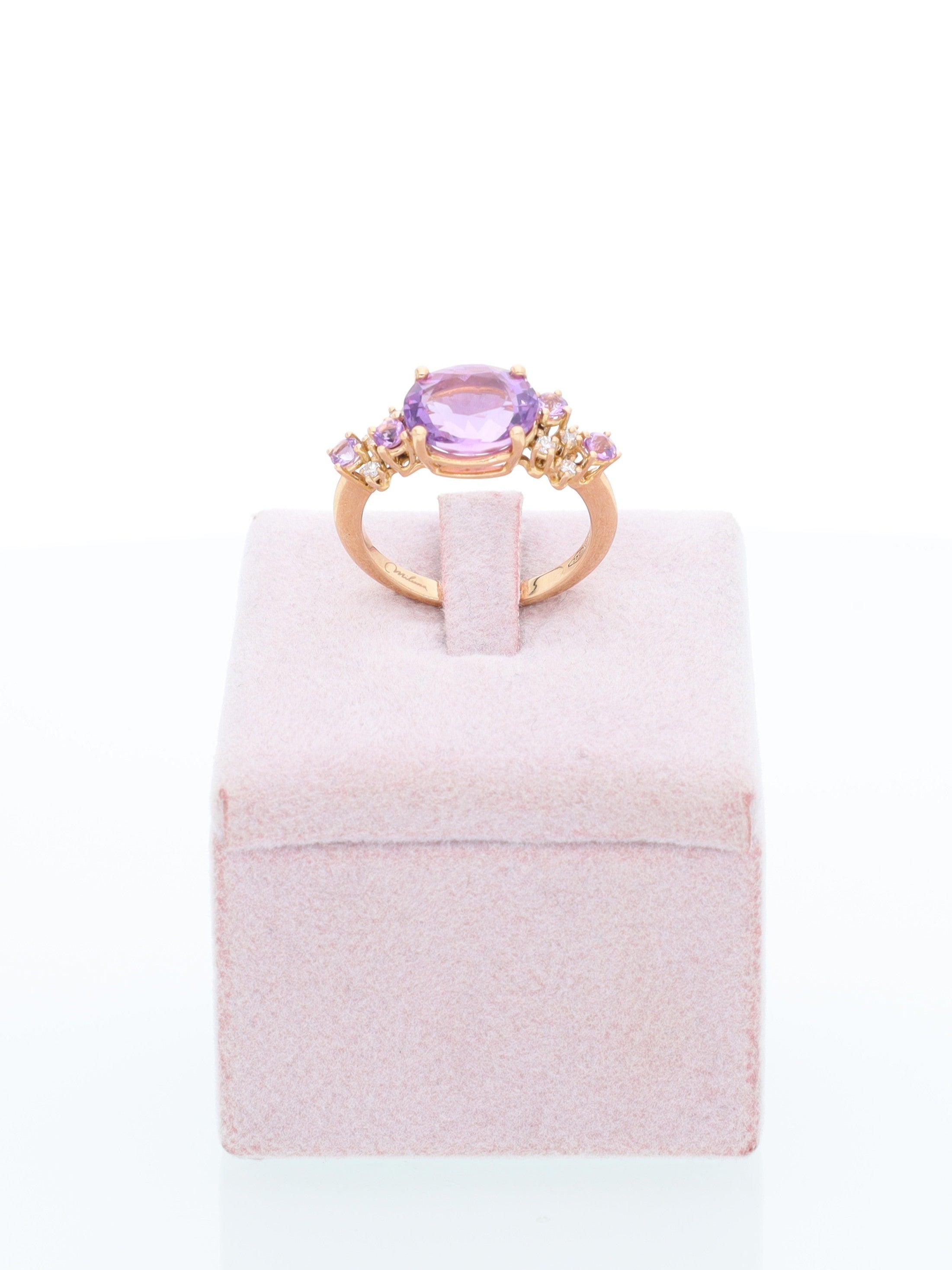 Anello oro rosa 18kt con ametiste e Diamanti - marcato Miluna