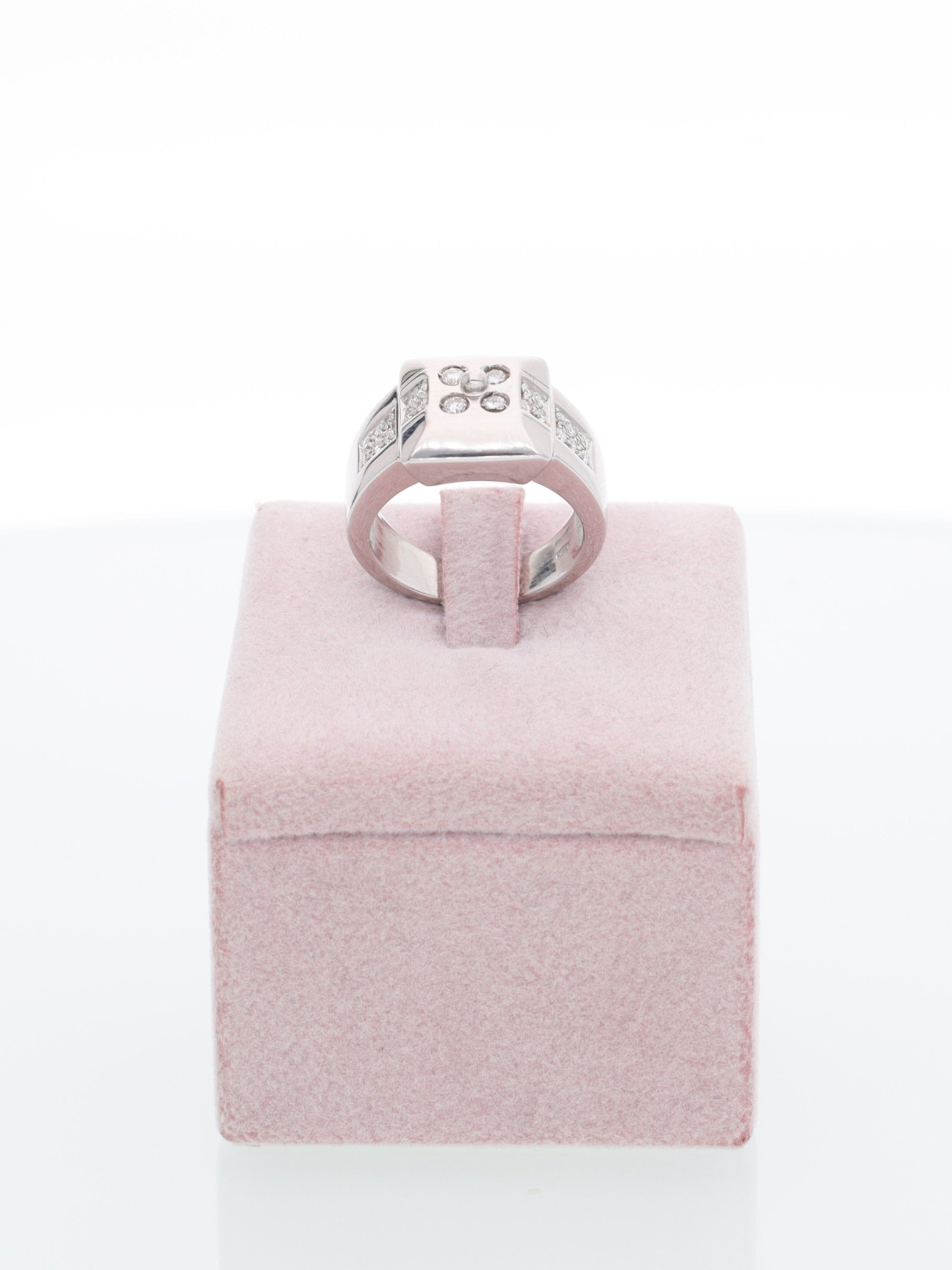 Anello squadrato in Oro Bianco 18kt con Diamanti