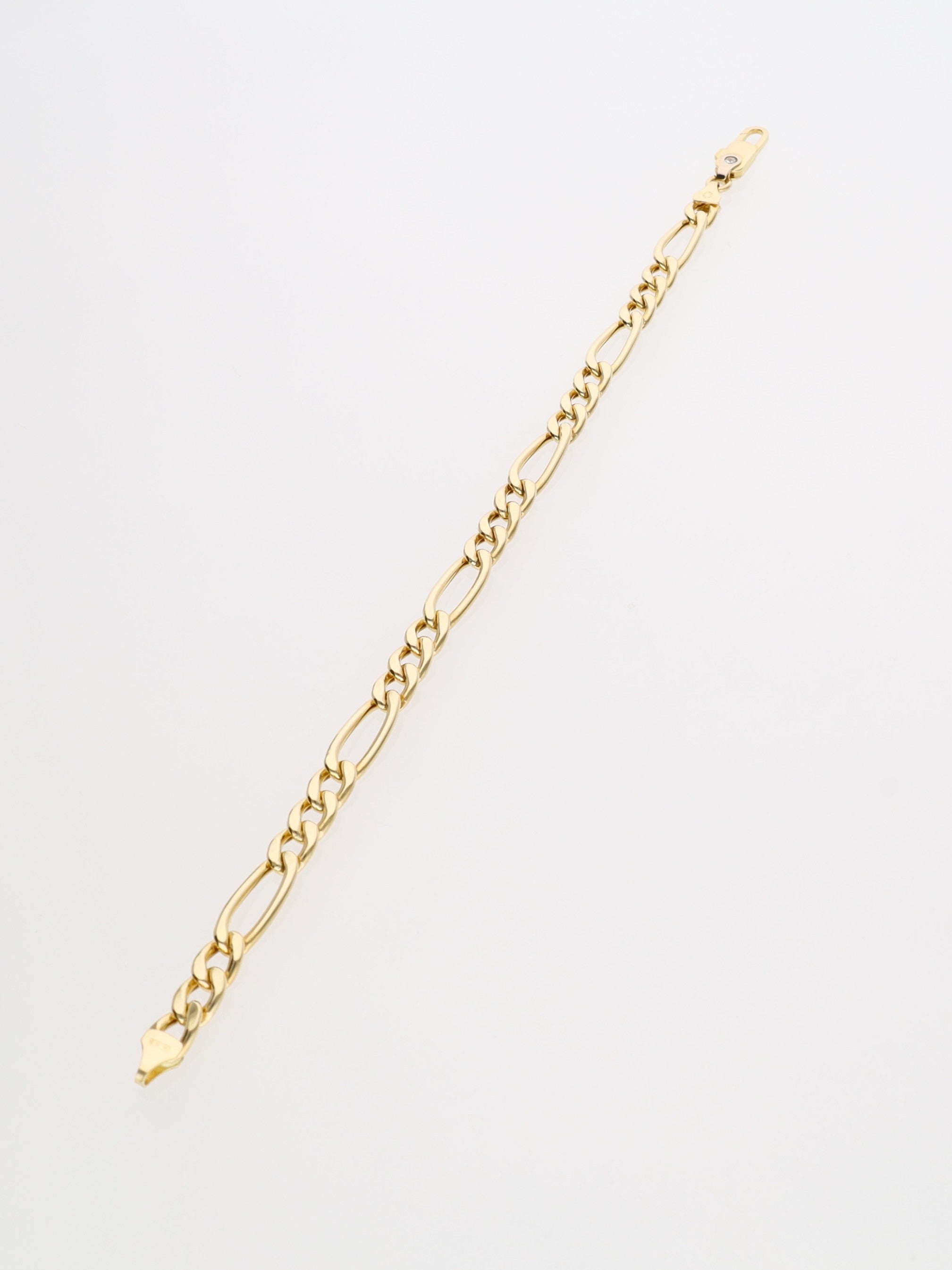 Bracciale in Oro Giallo 18 kt - Maglia Figaro 3+1 con zircone