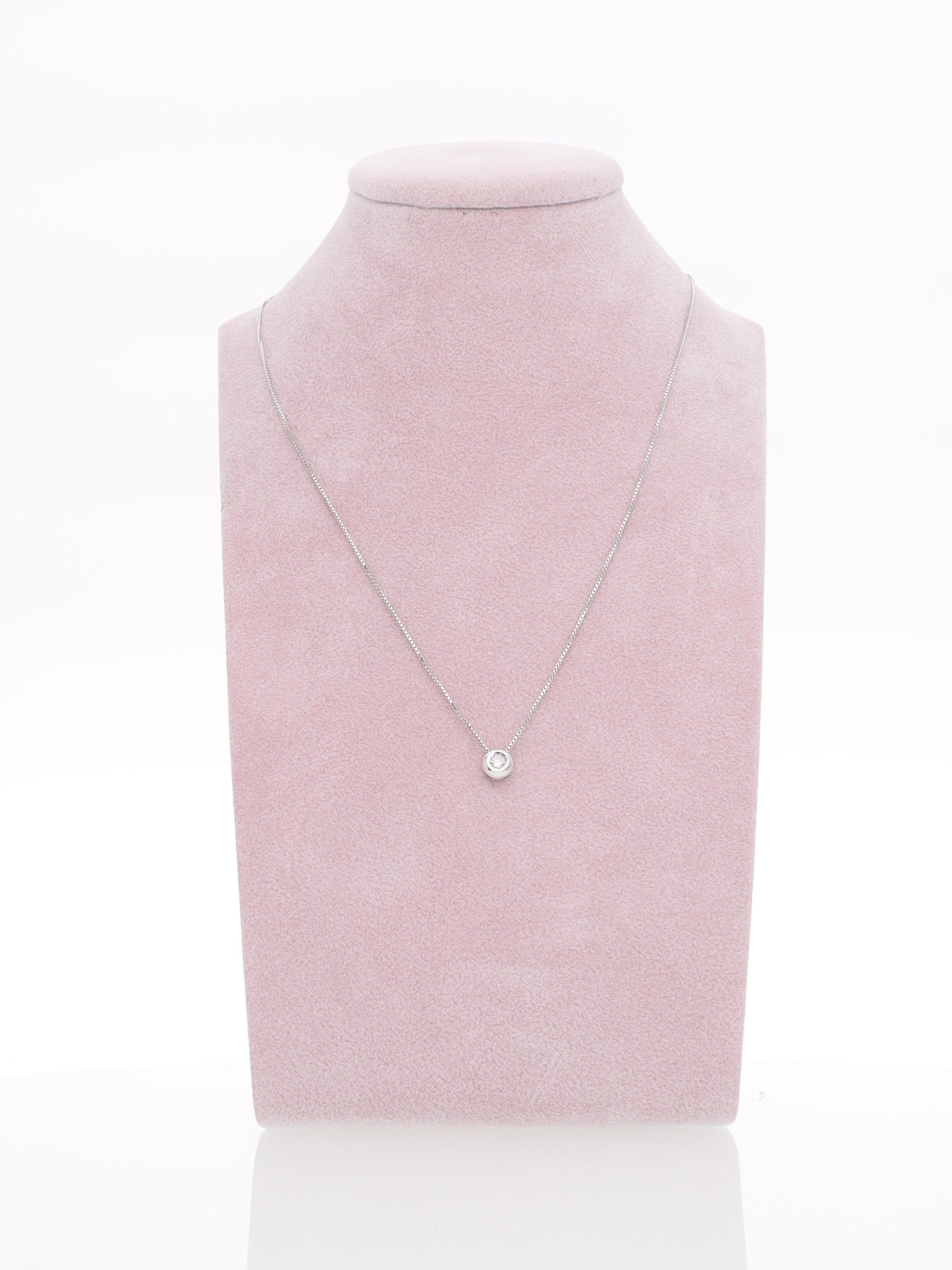 Catenina in oro bianco 18kt con punto luce - Diamante 0.10ct