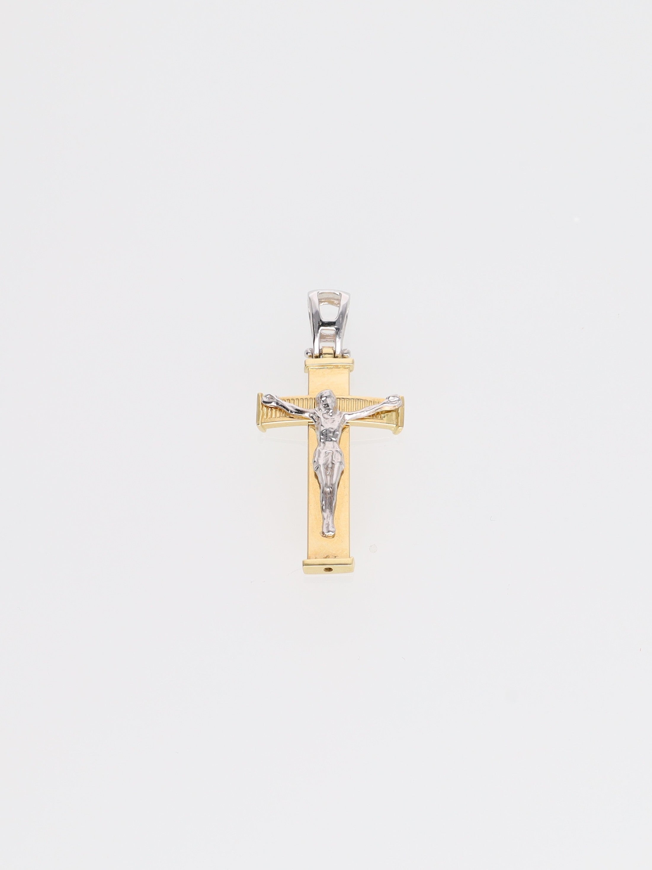 Ciondolo crocifisso oro giallo e bianco 18kt - croce squadrata