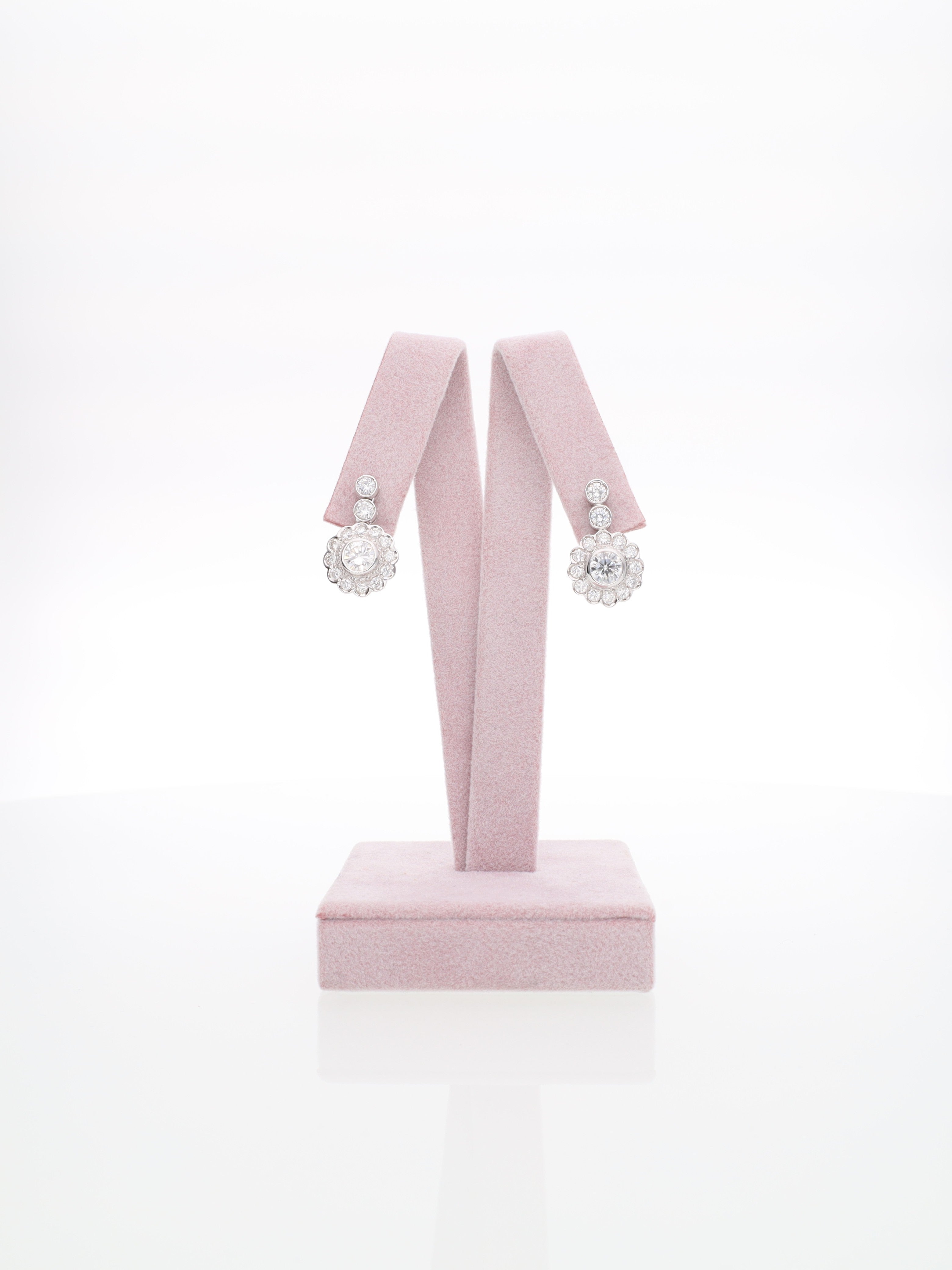 Orecchini vintage in oro bianco 18kt con Diamanti